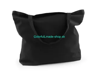 Textilná taška bavlnená na domaľovanie / dozdobenie 49x40 cm - čierna