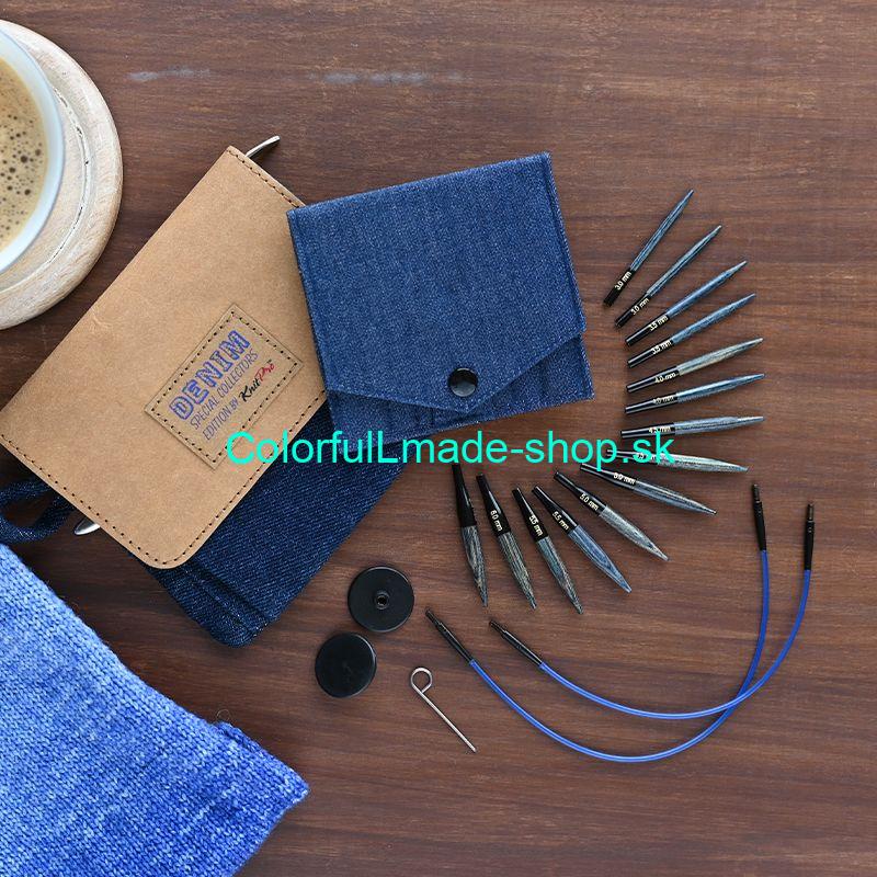 KnitPro Denim Indigo Wood Mini Interchangeable Circular Needles - mini vymen.ihlice - 3,5mm 5cm