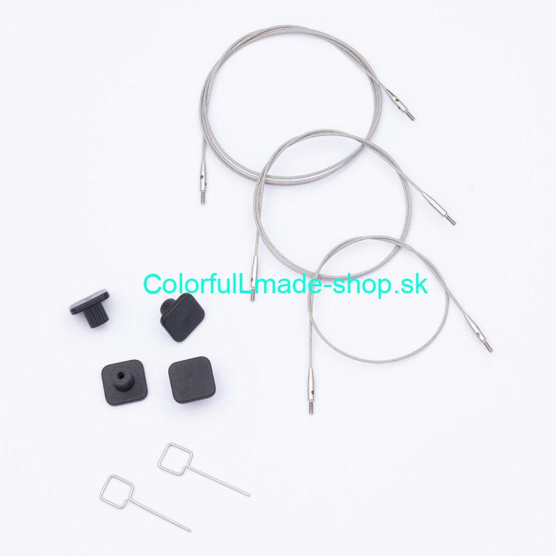 KnitPro Petite Stainless Steel Cables - 2 lanká (len k 5 a7cm) k vym.ih. - dĺžka 13cm