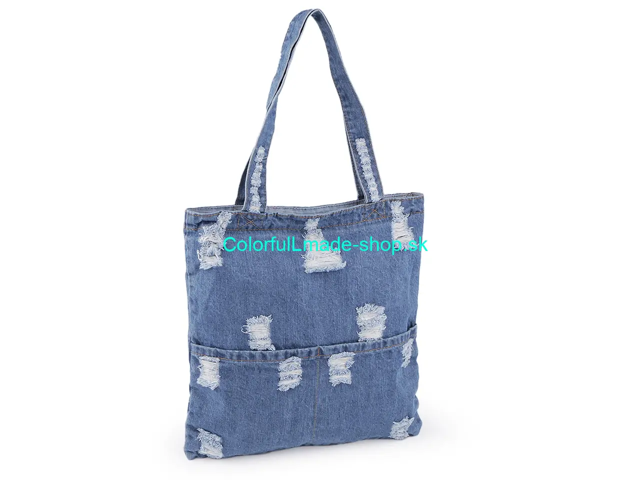 Riflová taška na zips - modrá jeans