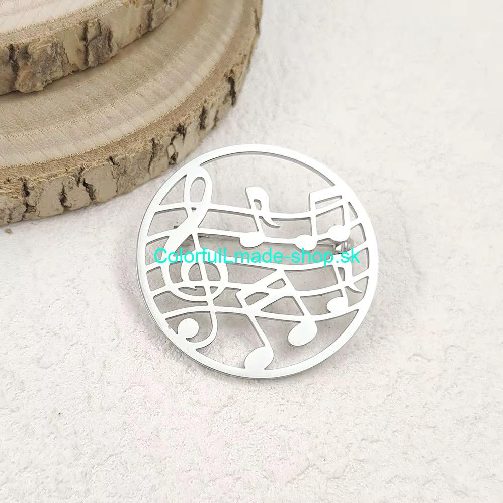 Brošňa kovová noty - strieboná