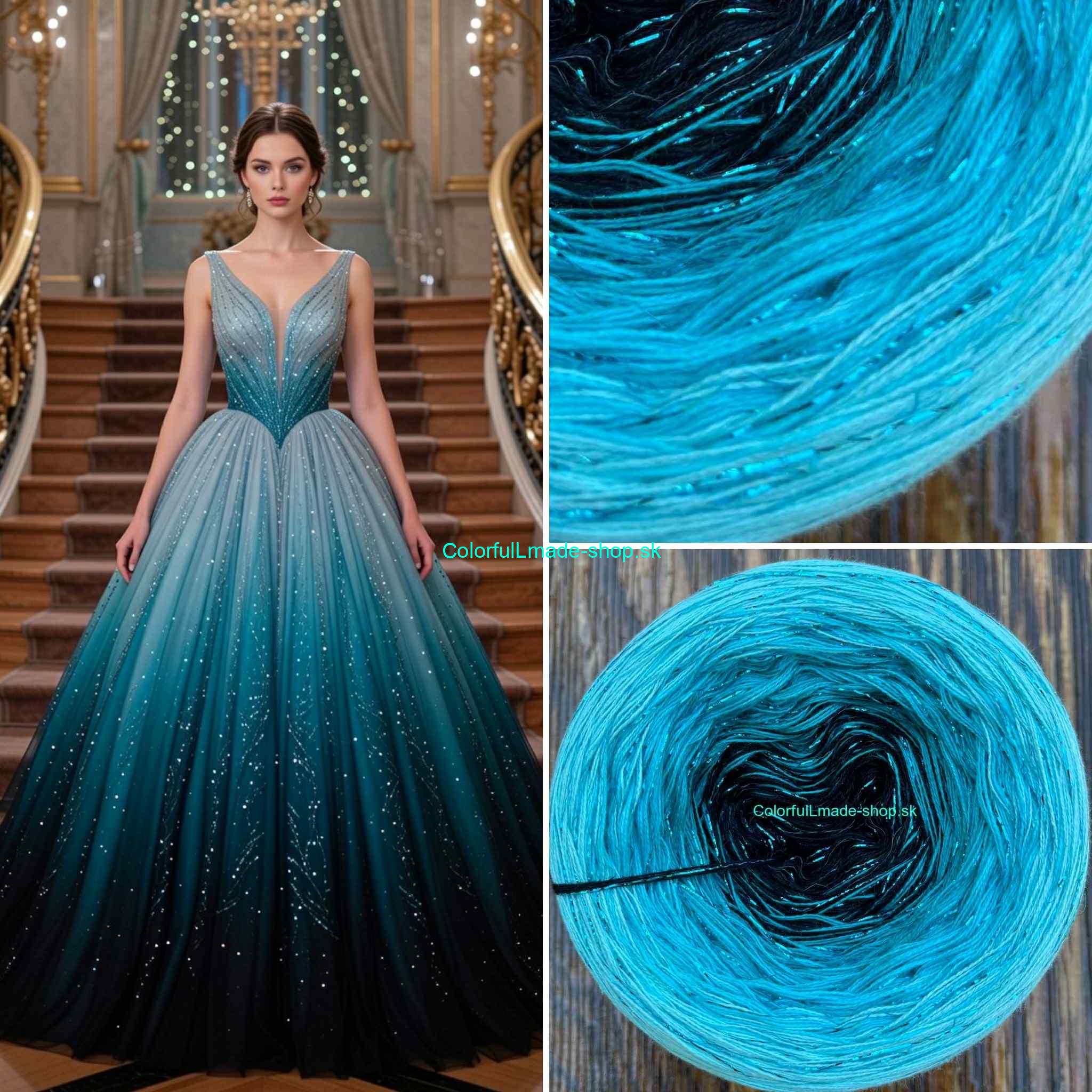 Limited Edition No.165 - 3-nitka/1000m + glitter turkis