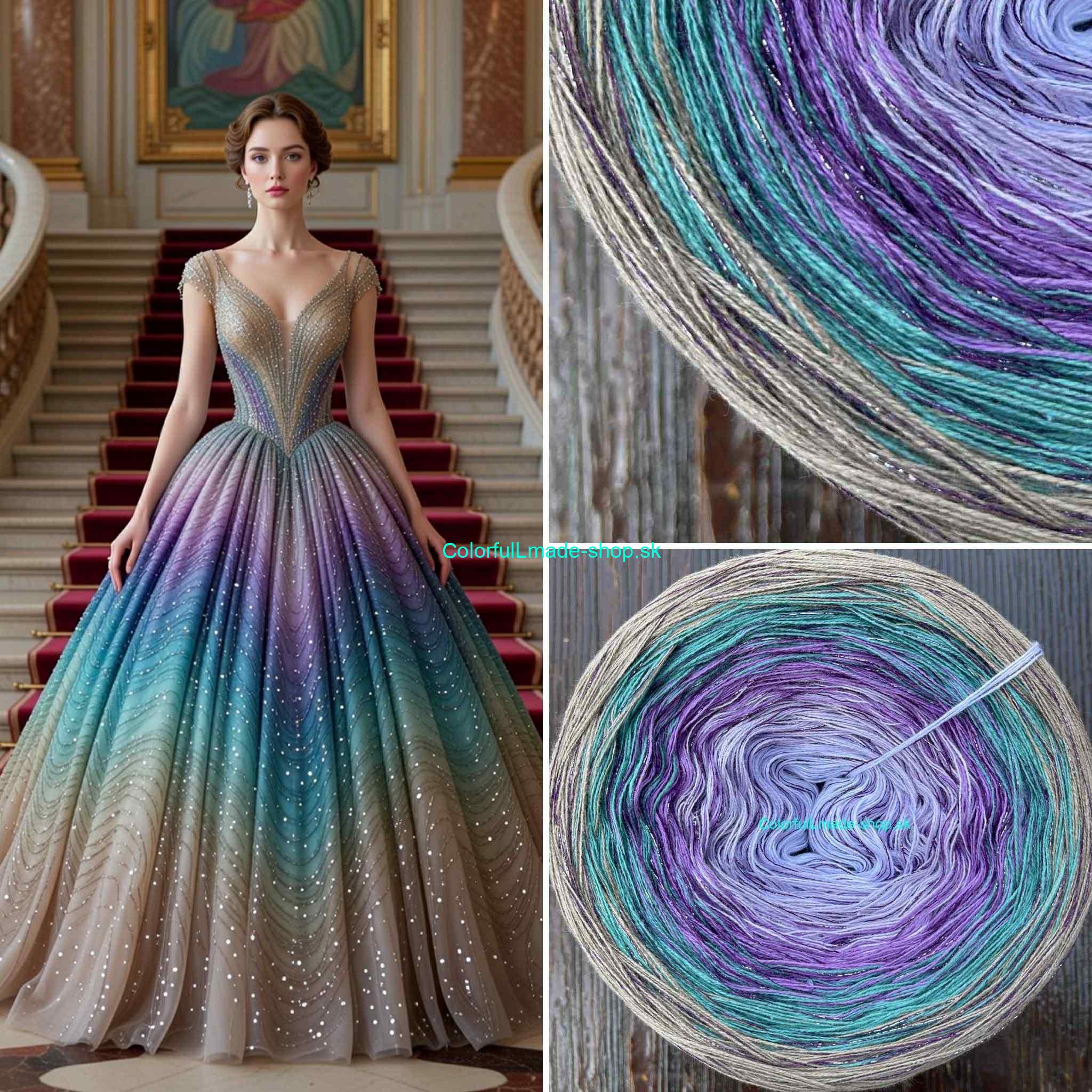 Limited Edition No.167 - 4-nitka/1000m + glitter lila/silber