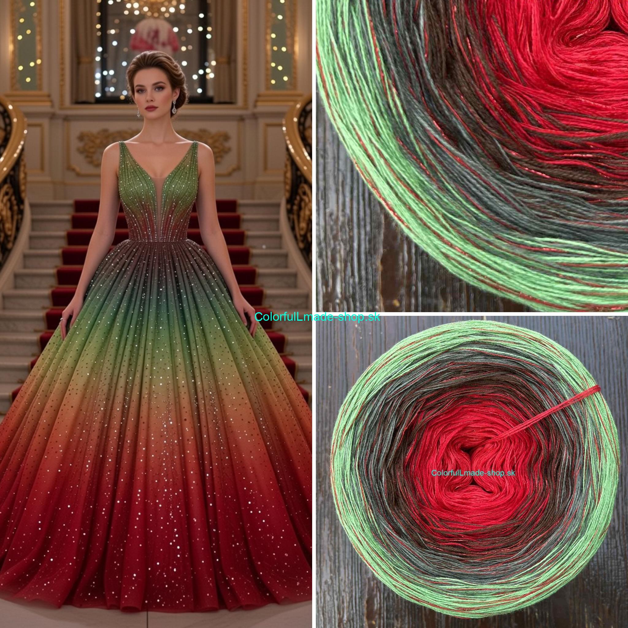 Limited Edition No.169 - 4-nitka/1500m + glitter dunkelrot/rot