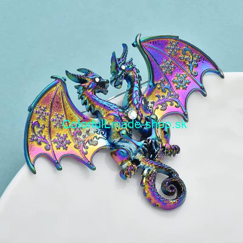 Brošňa draky - multicolor