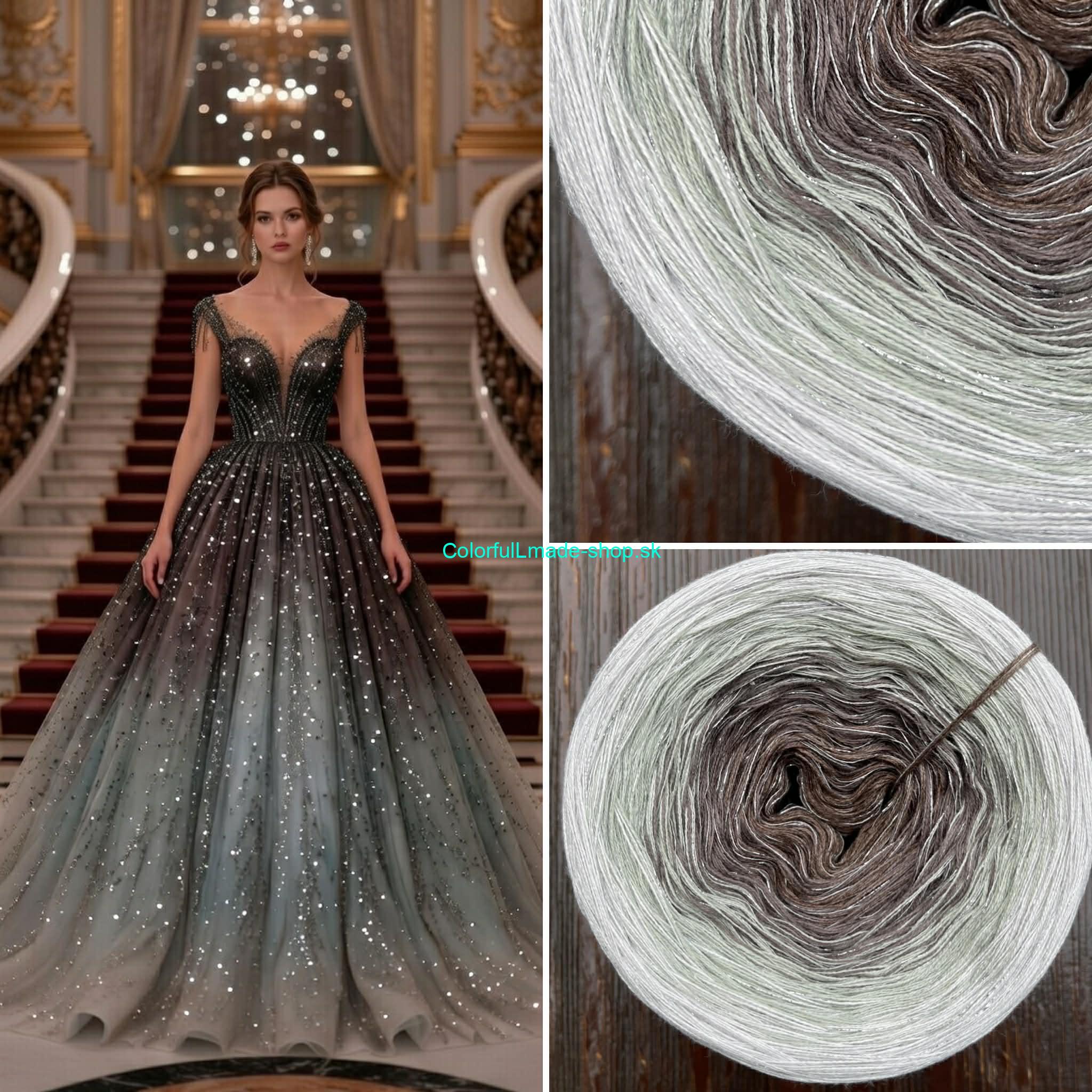 Limited Edition No.197 - 4-nitka/1000m + glitter hellgrau/silber