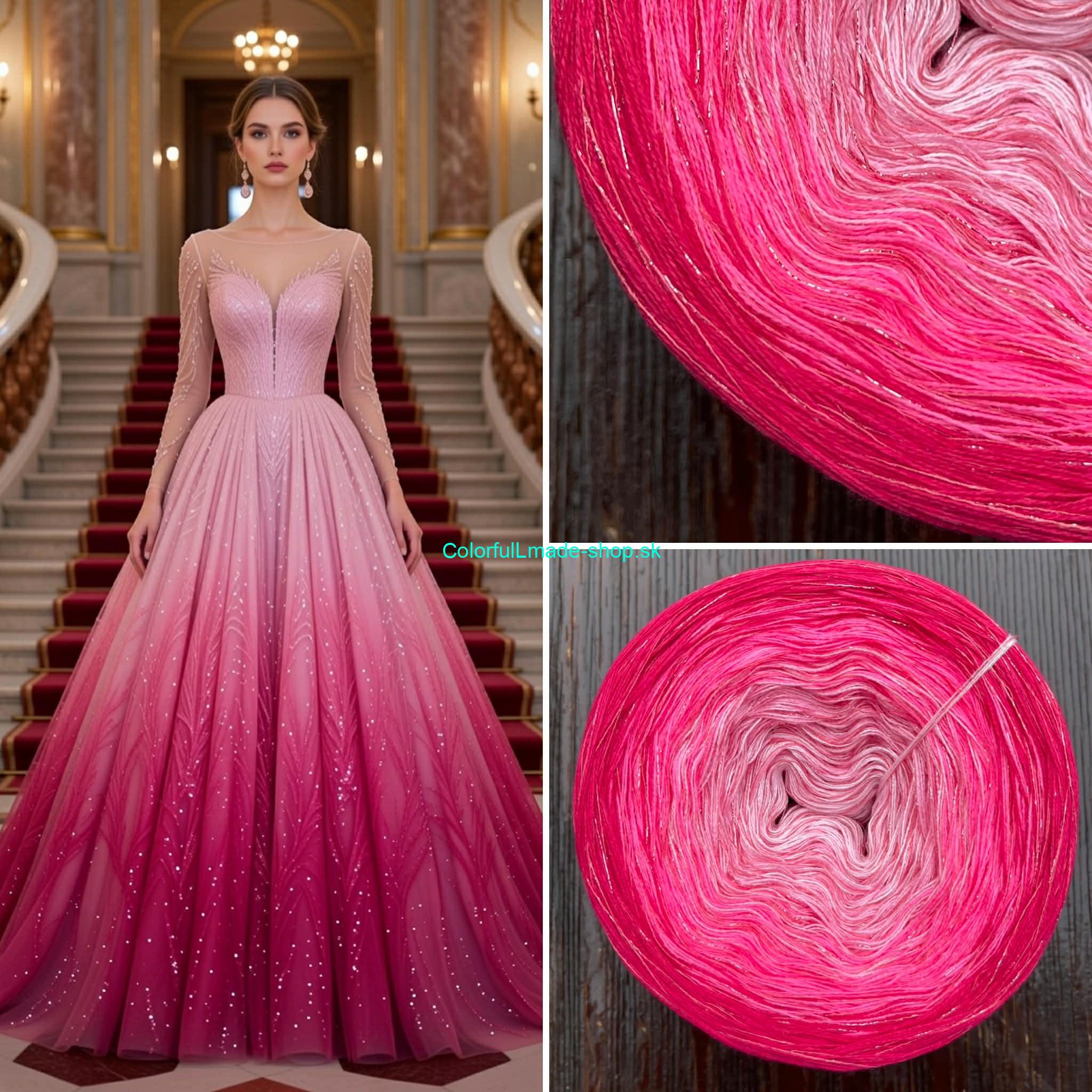 Limited Edition No.198 - 4-nitka/1000m + glitter rosa/rosa