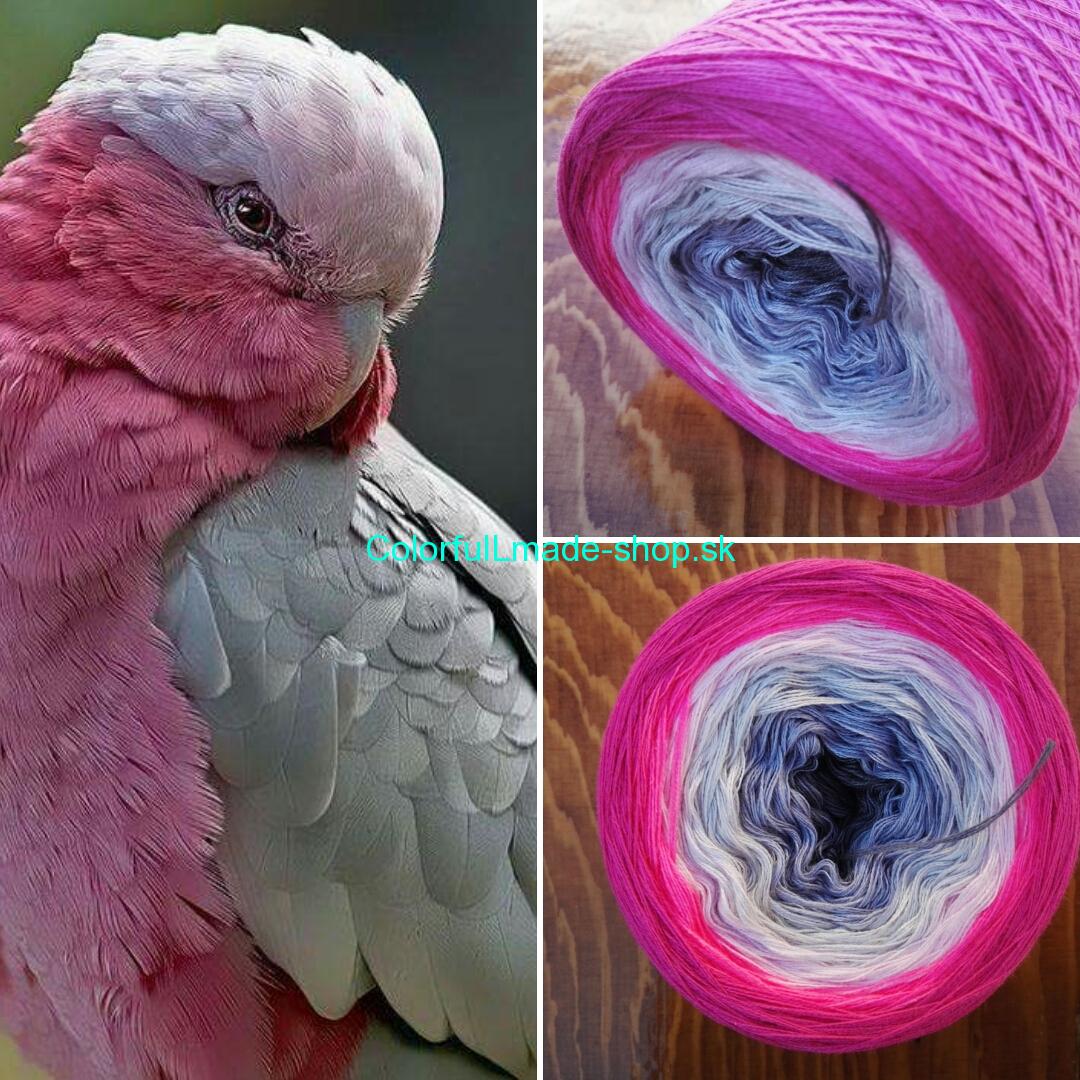 Ružovo-sivý papagáj 3-nitka 300g/1500m Pink-grey cockatoo