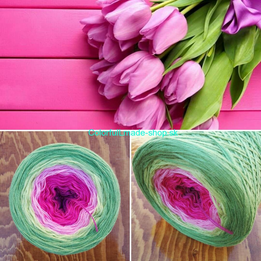Ružové tulipány 3-nitka 300g/1500m Pink tulips