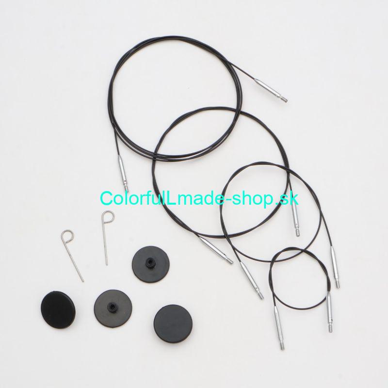 KnitPro Thin&Flex Cable 360st black - lanko k vym.ihliciam - dĺžka 100cm
