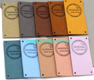 Eko kože cedulka / handmade wtih love 50x20 mm - curry