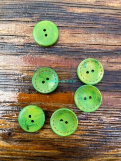 Drevený dekoračný gombík 25mm - zelená