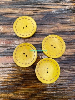 Drevený dekoračný gombík 40 mm - žltá