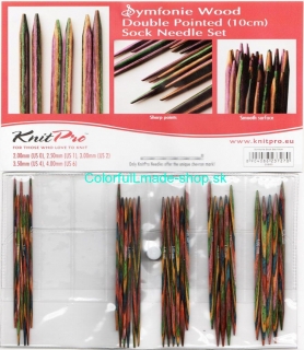 KnitPro Symfonie Double Pointed Needle Set - 5 veľkostí ponož. ihlíc v sade 10cm