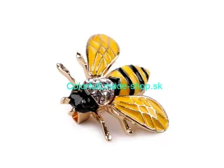 Brošňa včela s brúsenými kamienkami - žltá