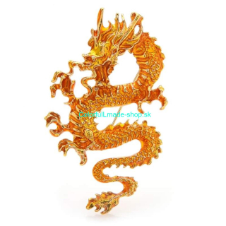 Brošňa drak čínsky - zlatá