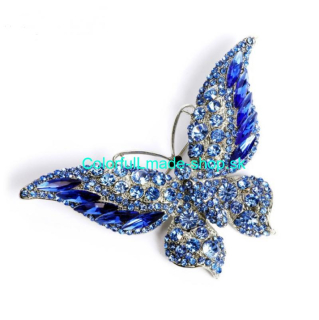 Brošňa motýľ s farebnými kamienkami - modrá