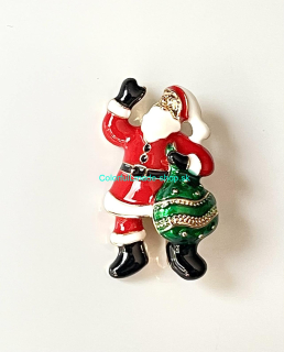 Brošňa vianočná - Santa s vrecom s darčekmi