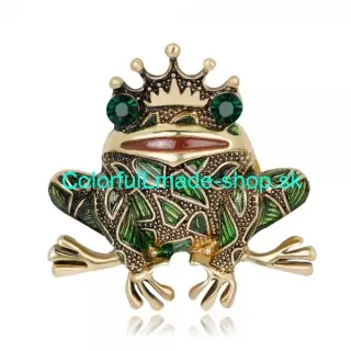 Brošňa žabí princ - zeleno-zlatá