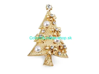 Brošňa vianočný stromček - zlatá