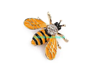 Brošňa s brúsenými kamienkami včela - žltá